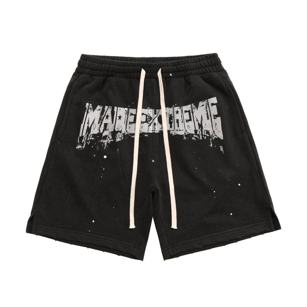 MAVORE Light Print Ripped Shorts